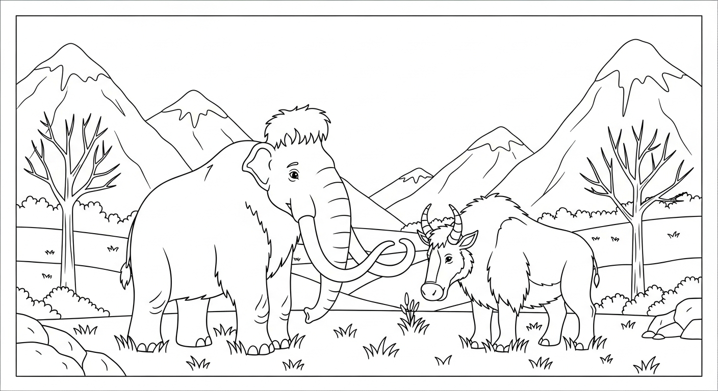 coloriage Mammouth gratuit pour enfants