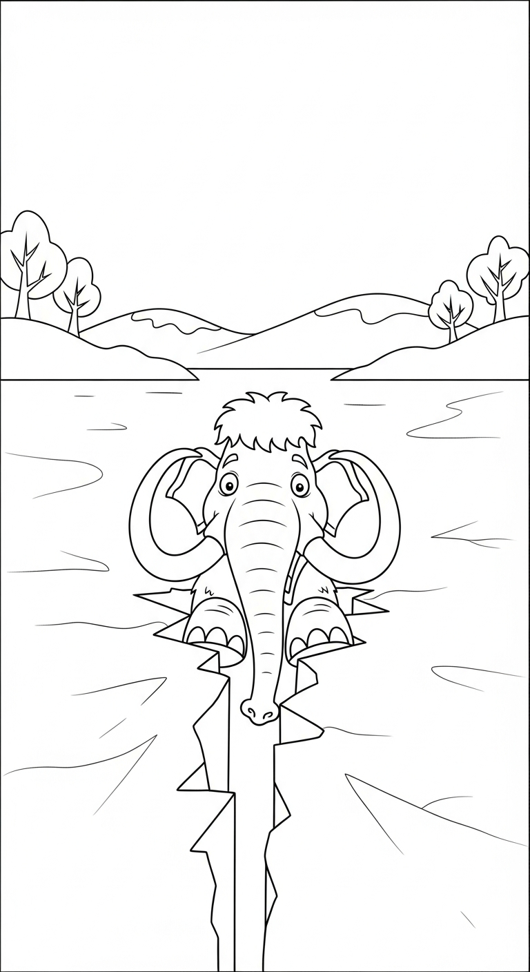 coloriage Mammouth et decoupage a imprimer gratuit