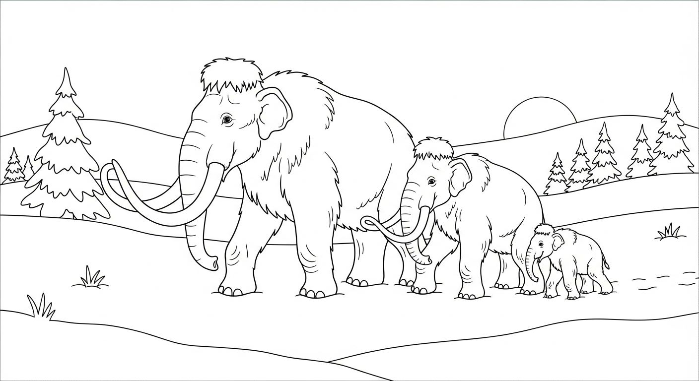 coloriage Mammouth pour enfant de 3 ans 1