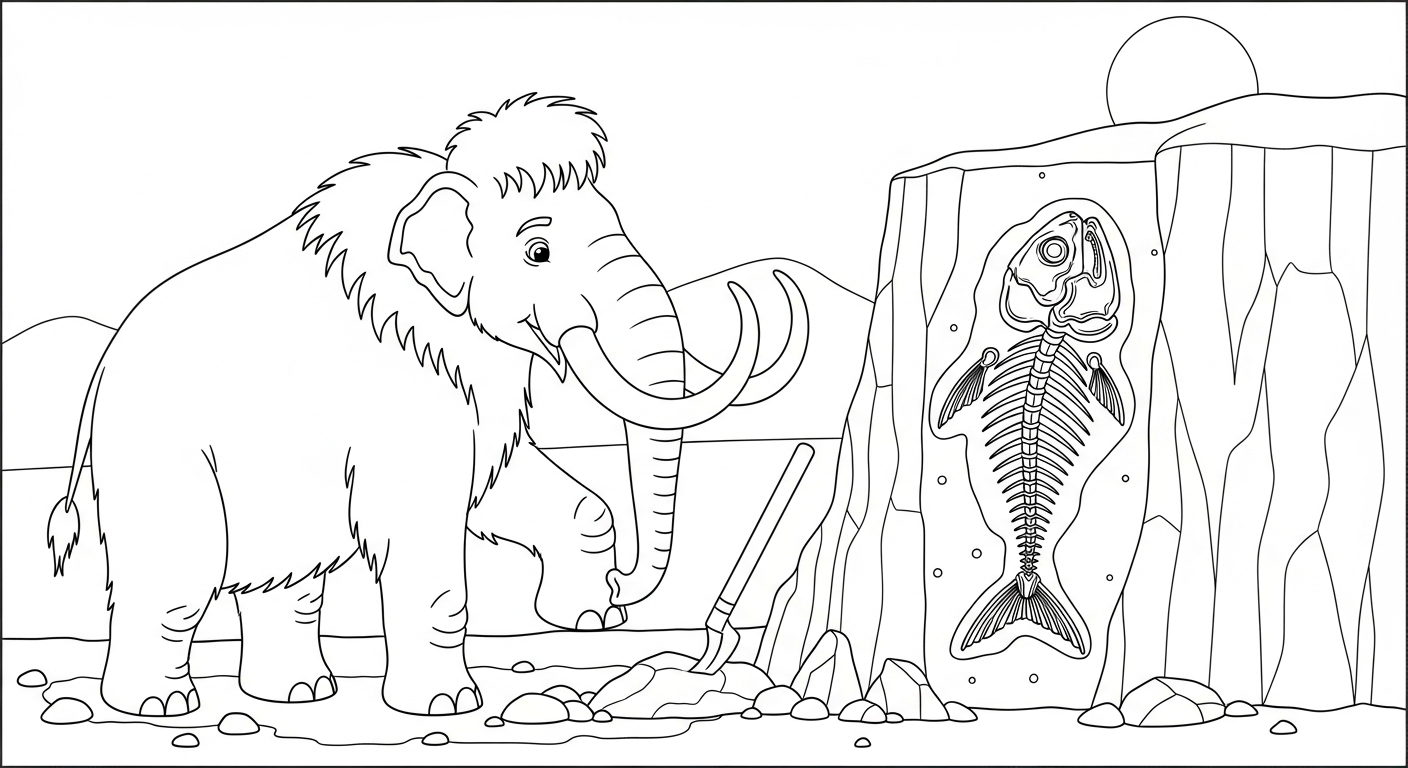 coloriage Mammouth à imprimer pour enfant de 2 ans 1