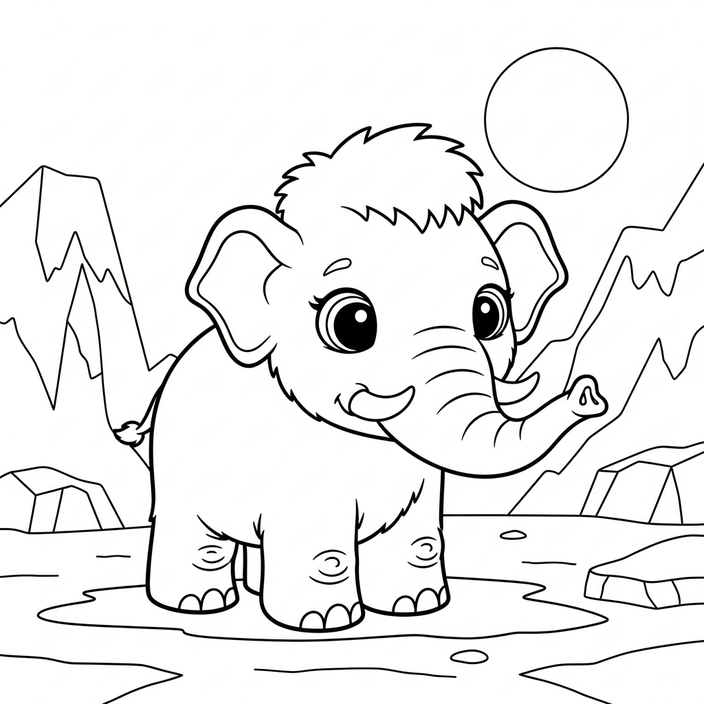 coloriage Mammouth à imprimer pour enfant de 7 ans