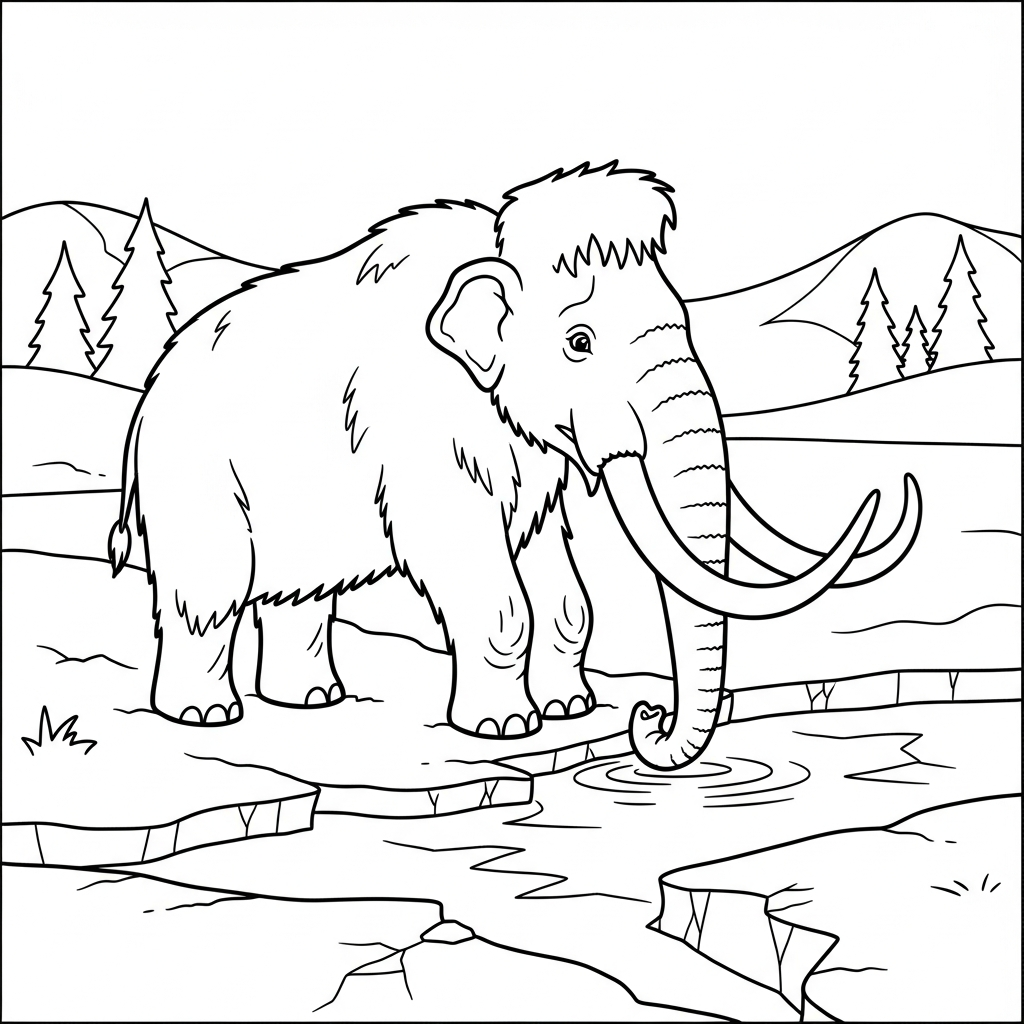 coloriage Mammouth pour enfant de 5 ans