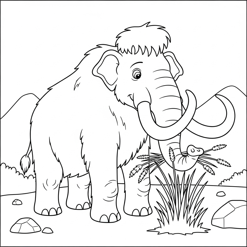 coloriage Mammouth a imprimer pour enfant de 4 ans