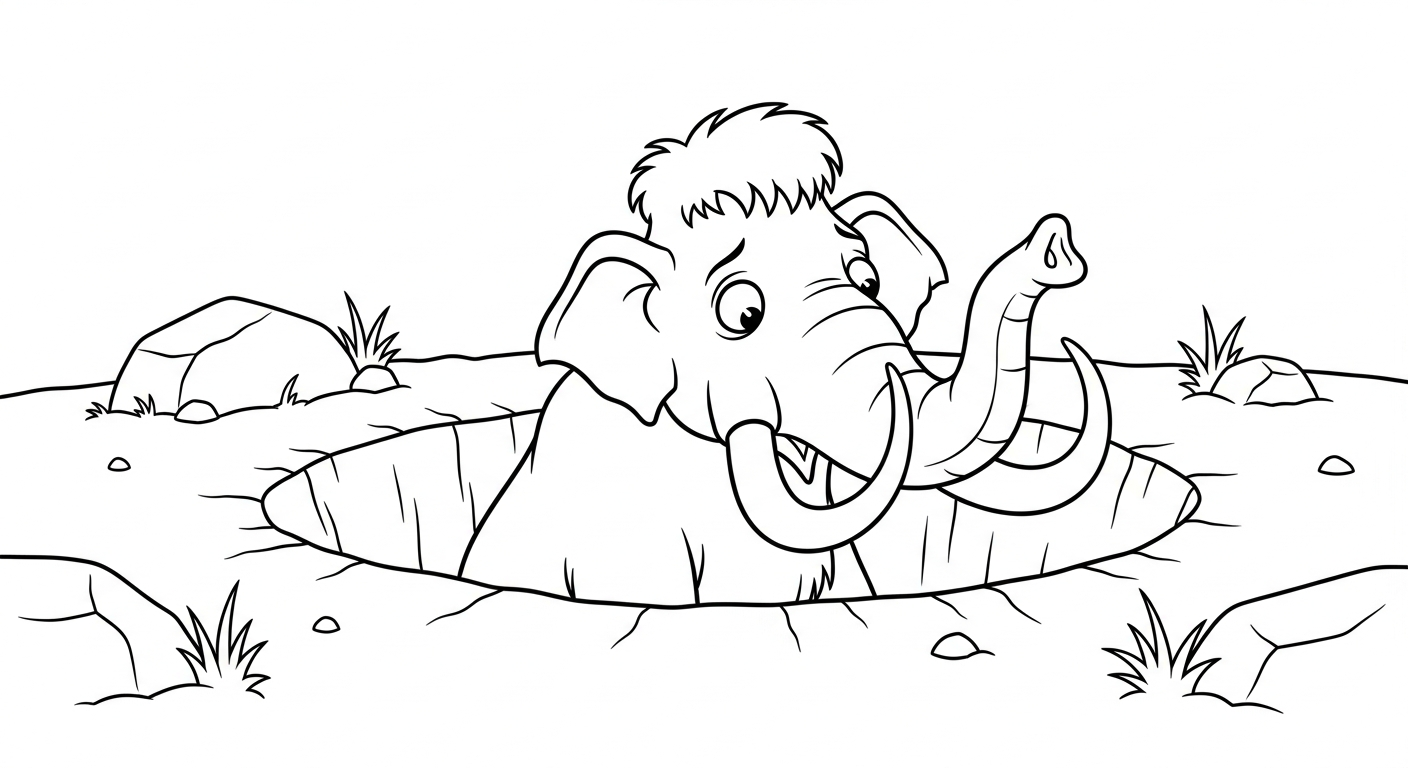 coloriage Mammouth à imprimer pour enfant de 4 ans