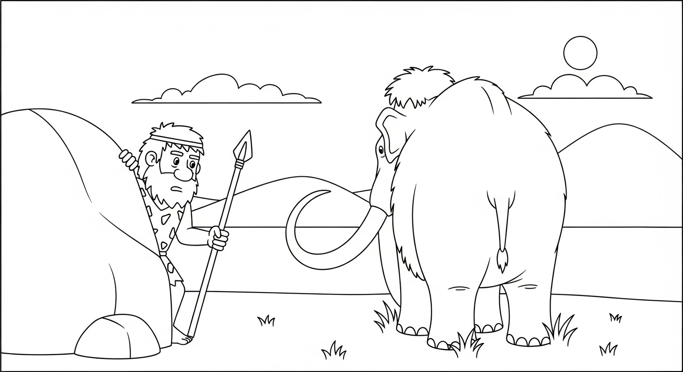 coloriage Mammouth à imprimer kawaii