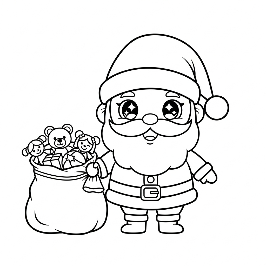 coloriage Noël Kawaii updated pour enfant de 4 ans