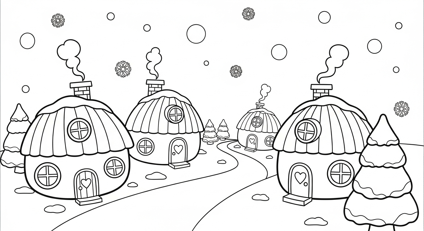 coloriage Noël Kawaii updated à imprimer pour enfant de 2 ans