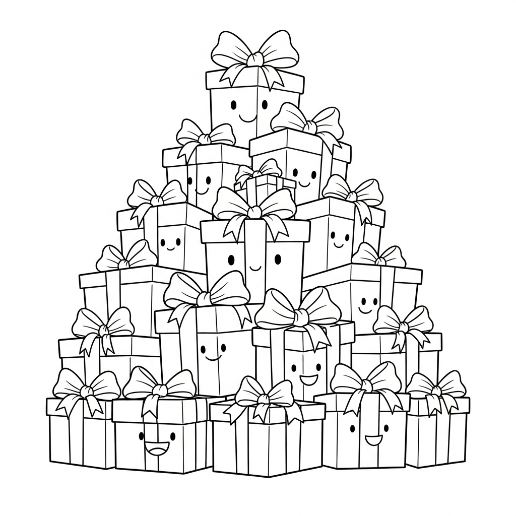 imprimer coloriage Noël Kawaii updated