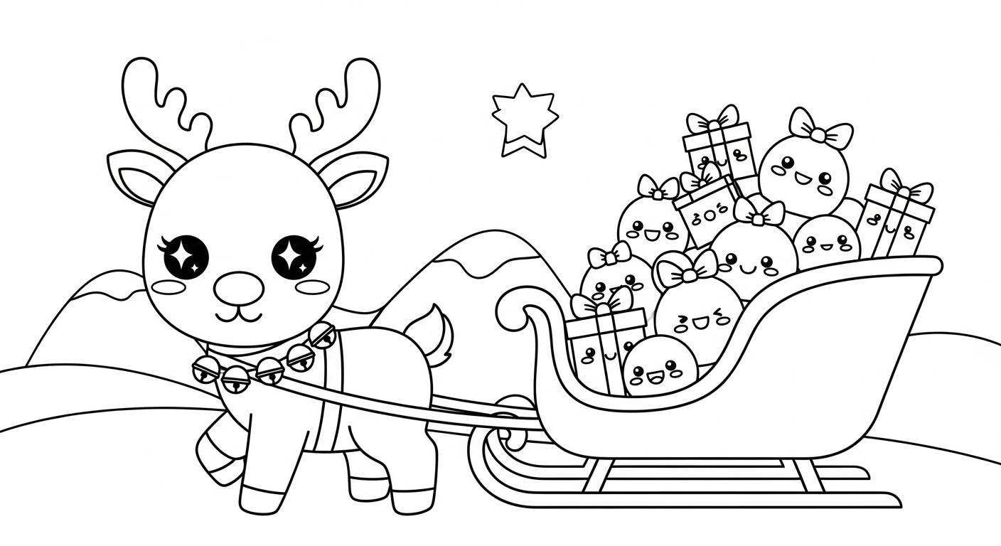 coloriage Noël Kawaii updated a colorier en ligne