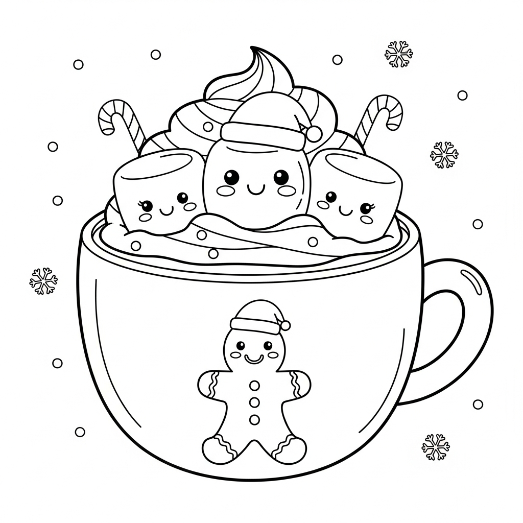 coloriage Noël Kawaii updated à imprimer