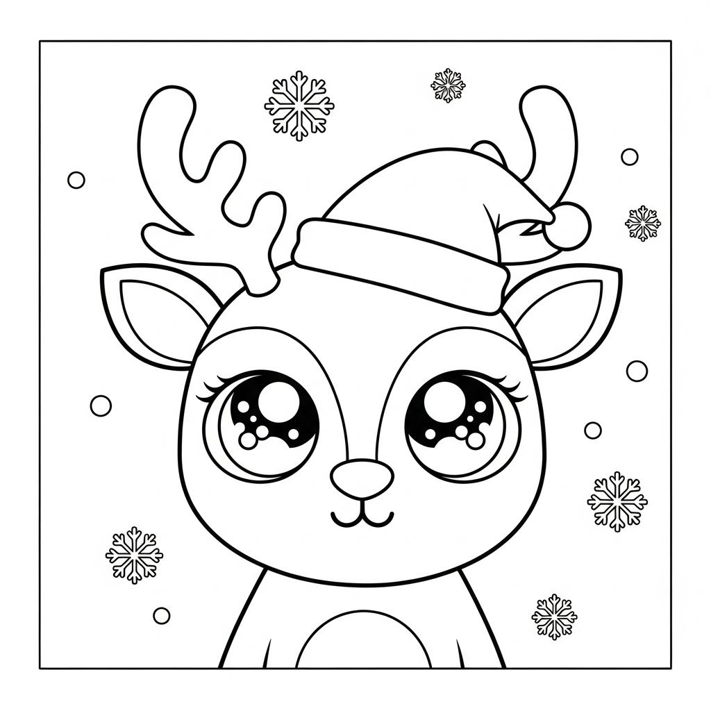 coloriage Noël Kawaii updated pour enfant gratuit