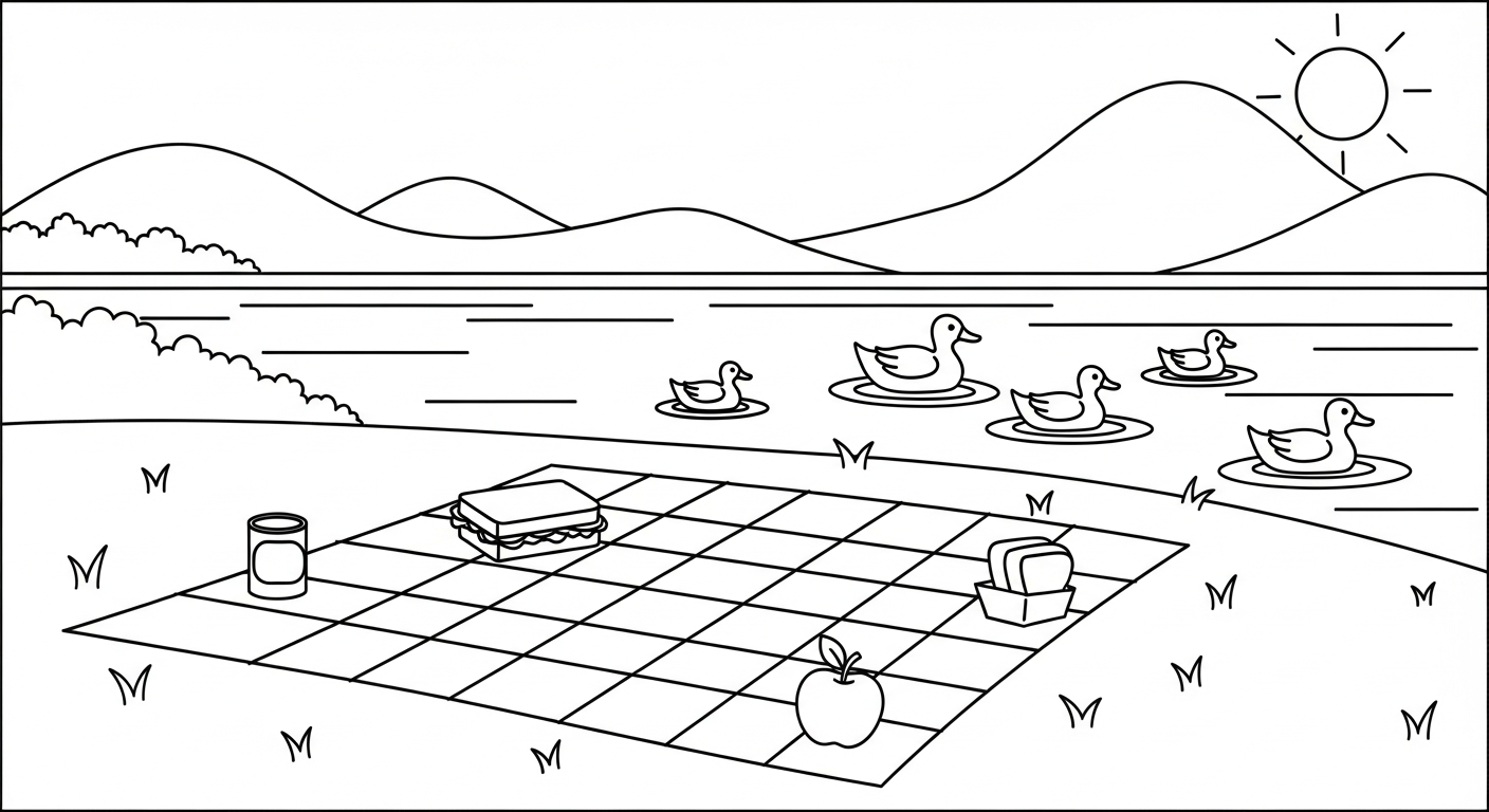 coloriage Pique Nique pour enfant de 5 ans
