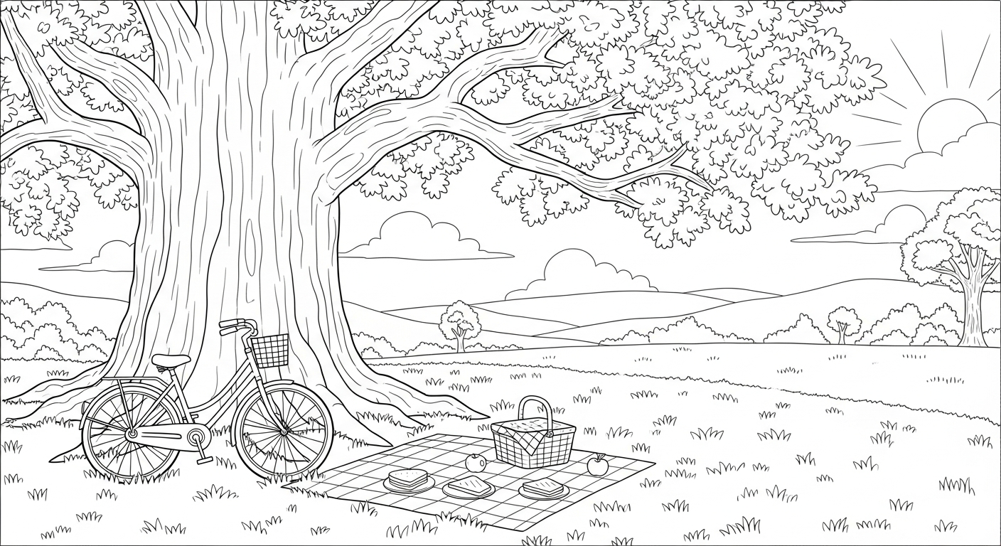 coloriage Pique Nique pour enfant de 6 ans