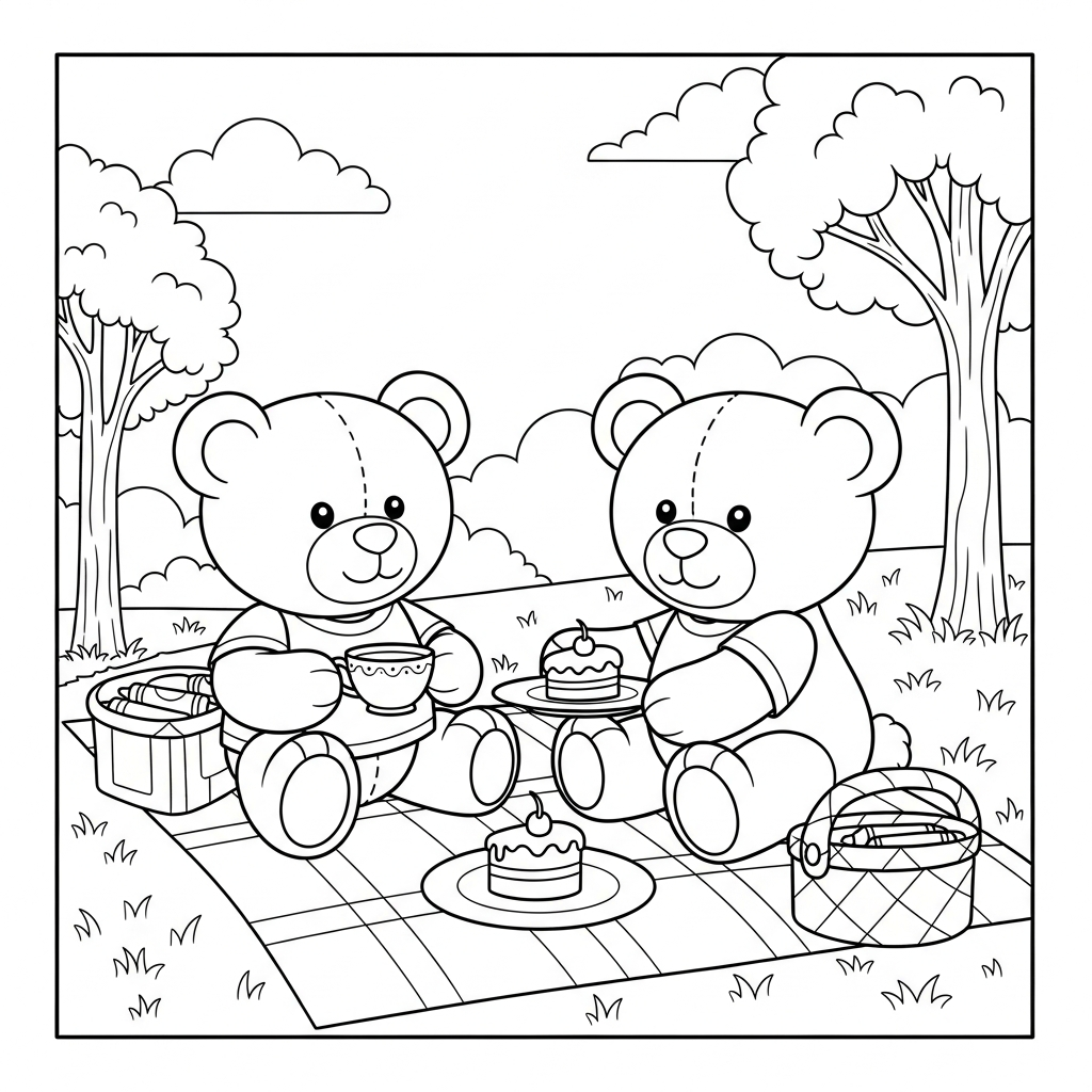 coloriage Pique Nique et découpage à imprimer 1