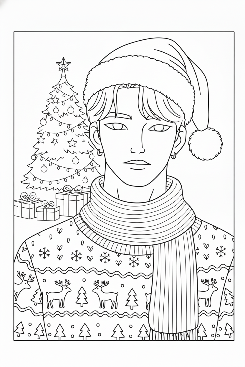 coloriage Saja Boys Noël d'enfant a imprimer