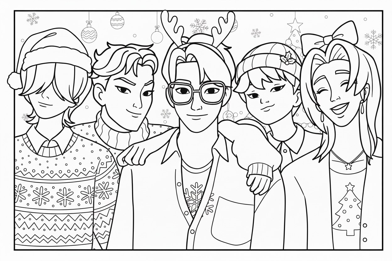 coloriage Saja Boys Noël à imprimer pour enfants 1