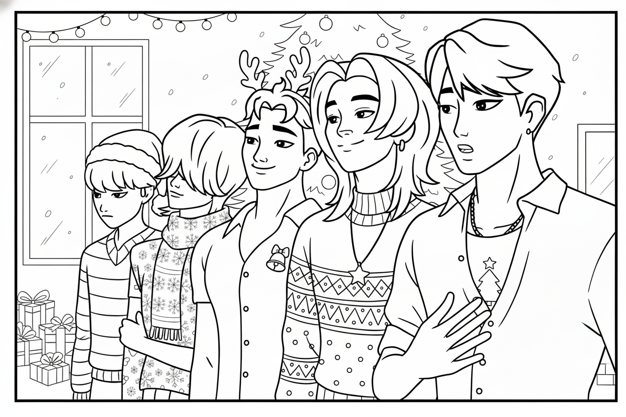 coloriage Saja Boys Noël pour enfant gratuit 1