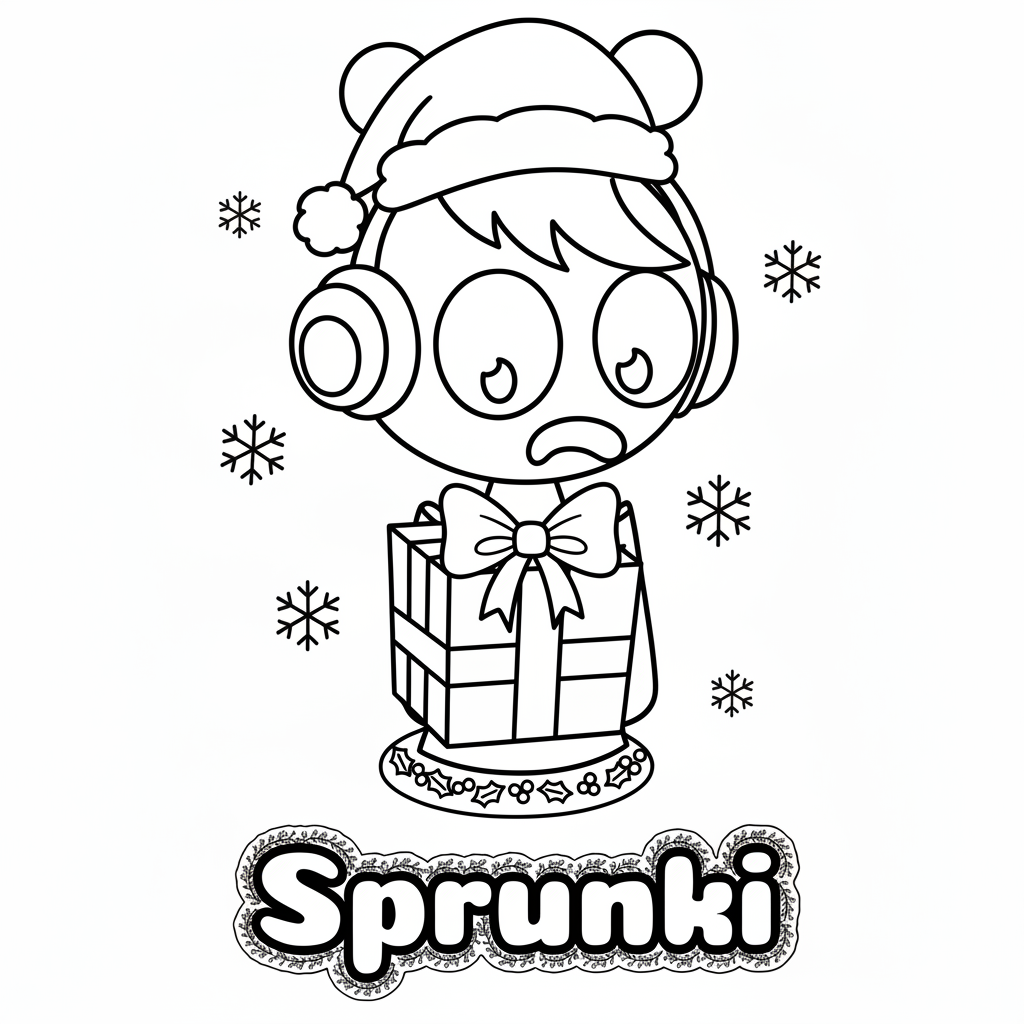 coloriage Sprunki Noël pour enfant de 8 ans