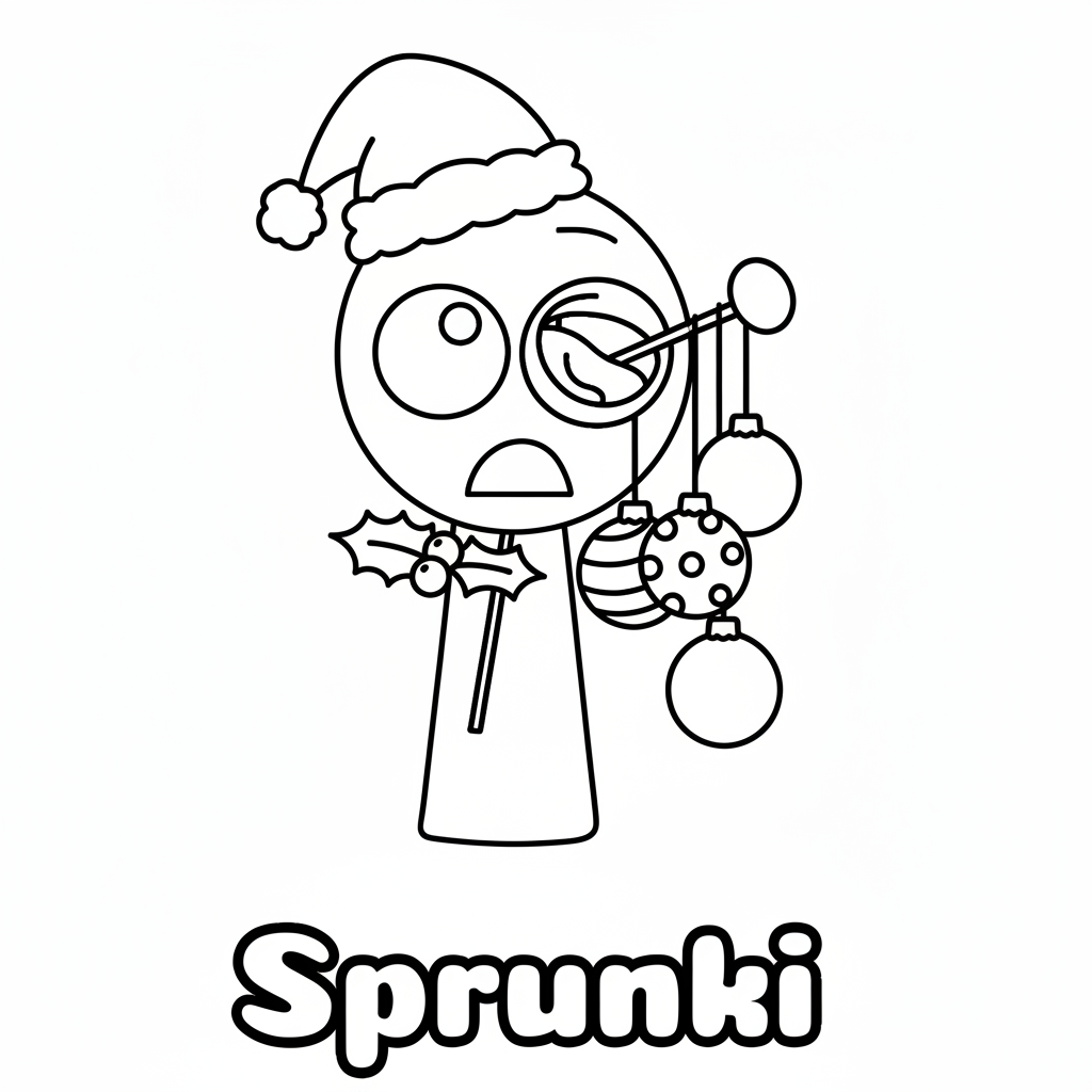 coloriage Sprunki Noël d'enfant a imprimer