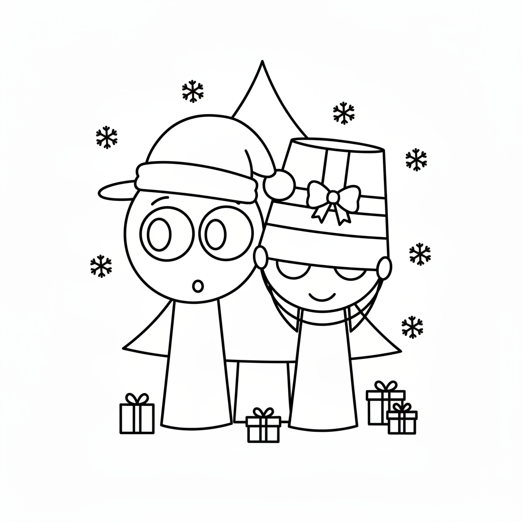 coloriage Sprunki Noël pour enfant 1