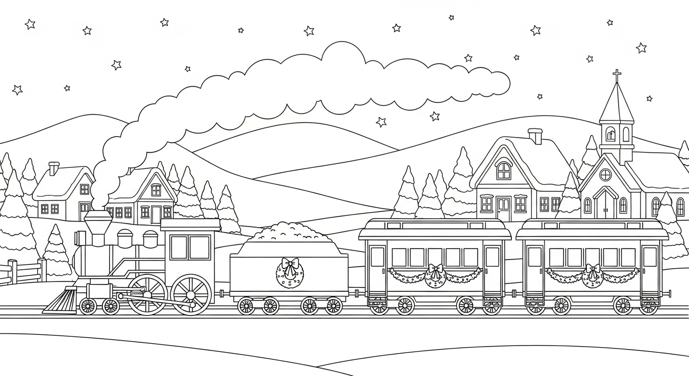 coloriage Village de Noël updated pour enfants à imprimer 1