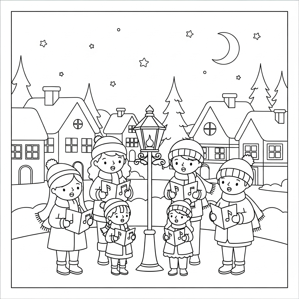 coloriage Village de Noël updated gratuit pour enfants