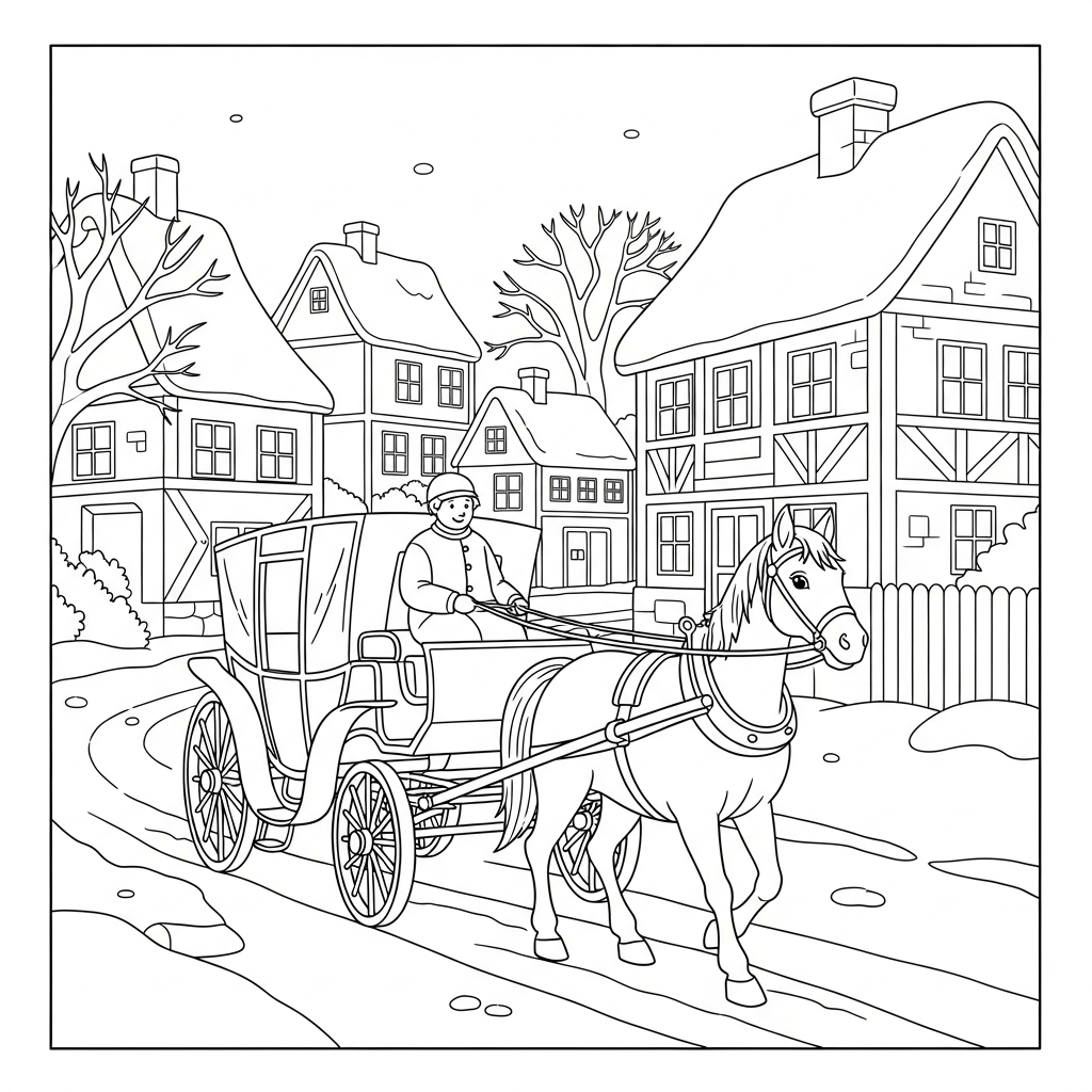 coloriage Village de Noël updated à imprimer pour enfant de 9 ans
