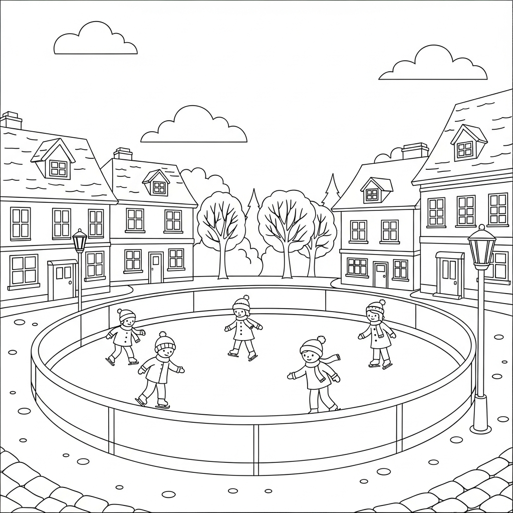 coloriage Village de Noël updated et dessins