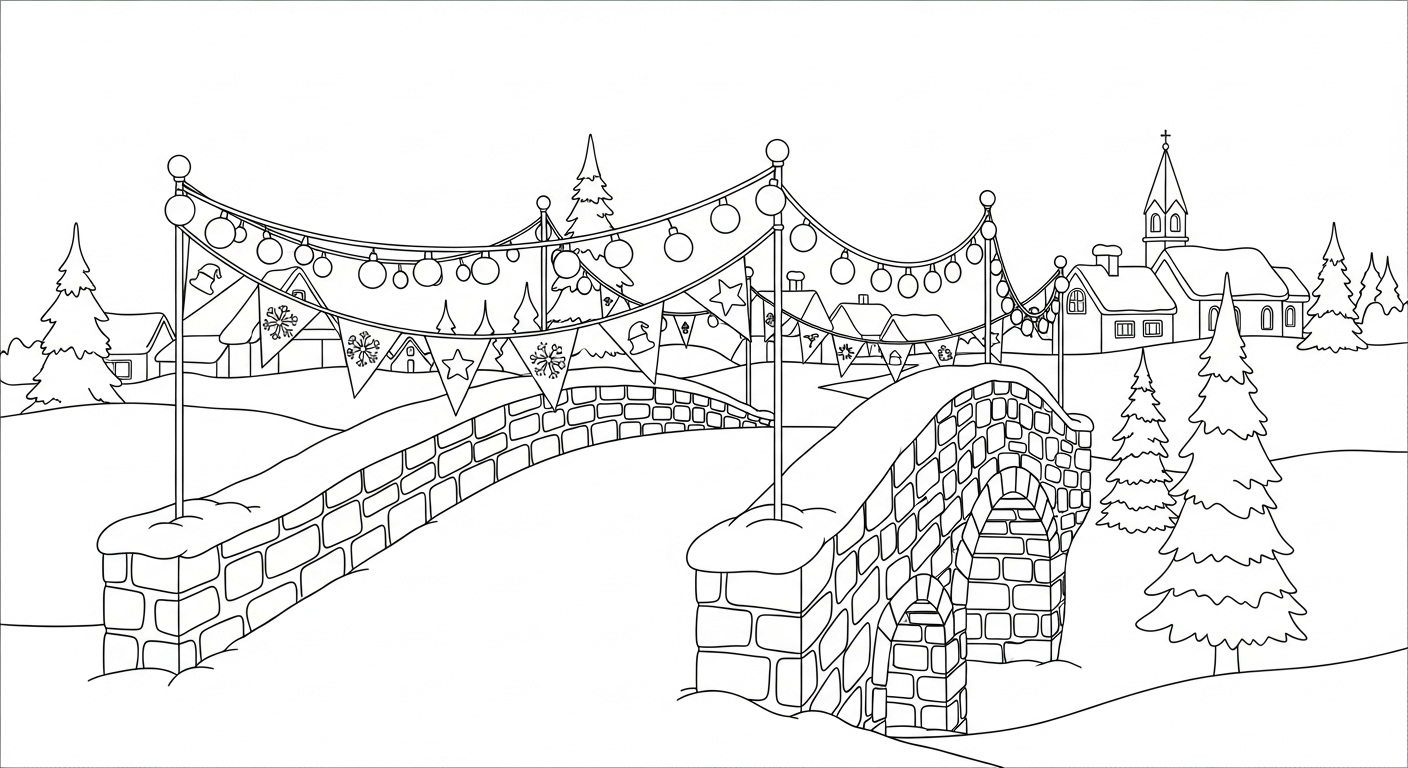 coloriage Village de Noël updated à imprimer pdf gratuit 3