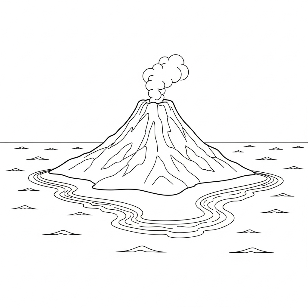 coloriage Volcan updated de pour enfants