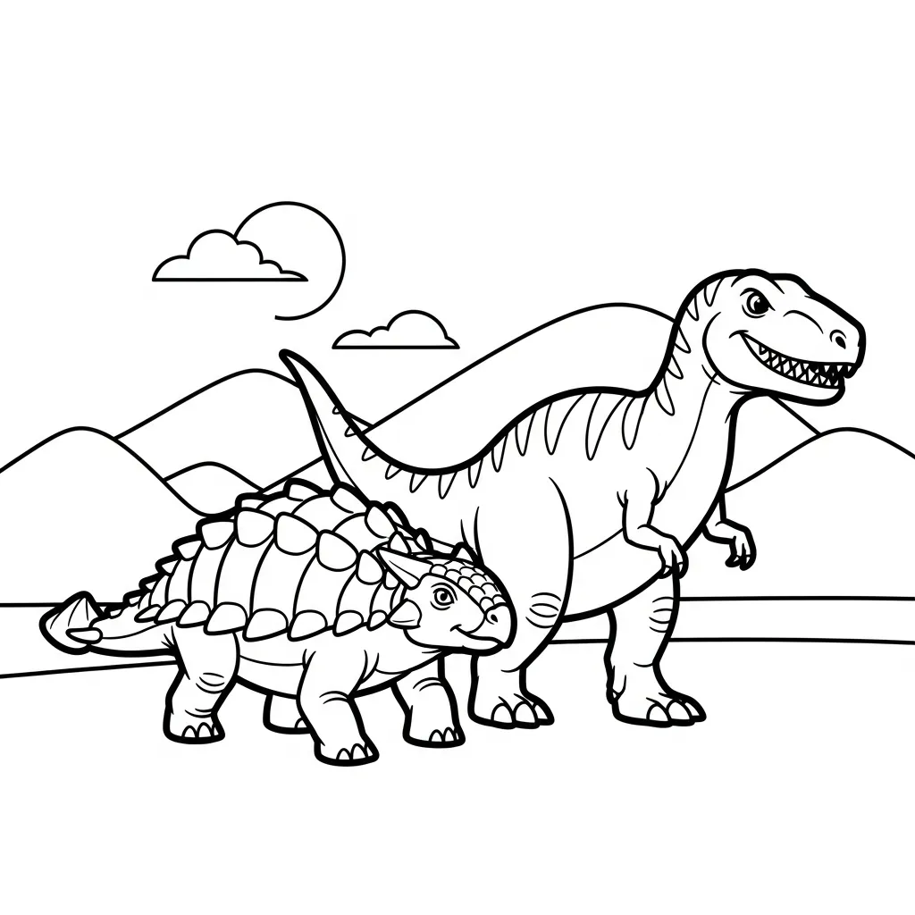coloriage Ankylosaurus à imprimer pour enfant de 9 ans