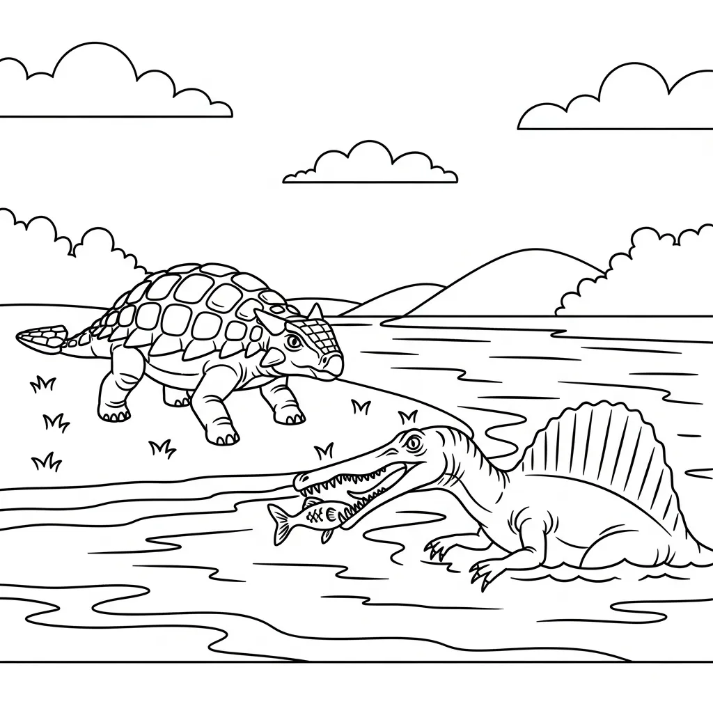 coloriage Ankylosaurus et decoupage a imprimer gratuit 1