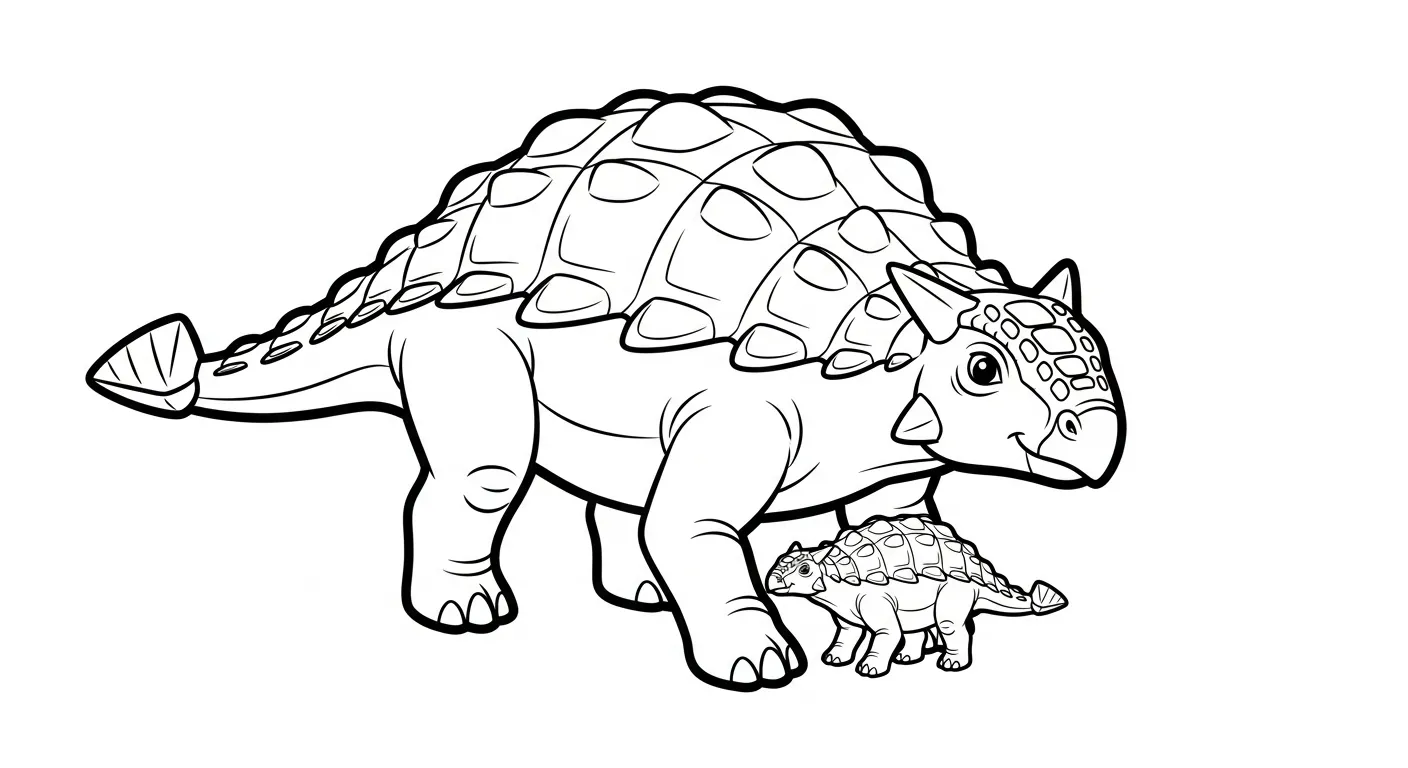 coloriage Ankylosaurus à imprimer kawaii