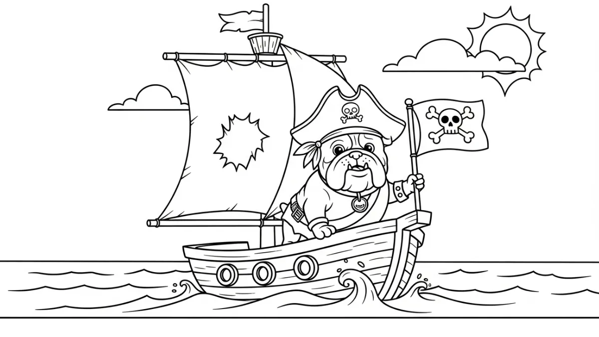 coloriage Bouledogue et decoupage