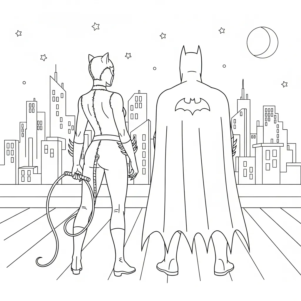 coloriage Catwoman et découpage à imprimer