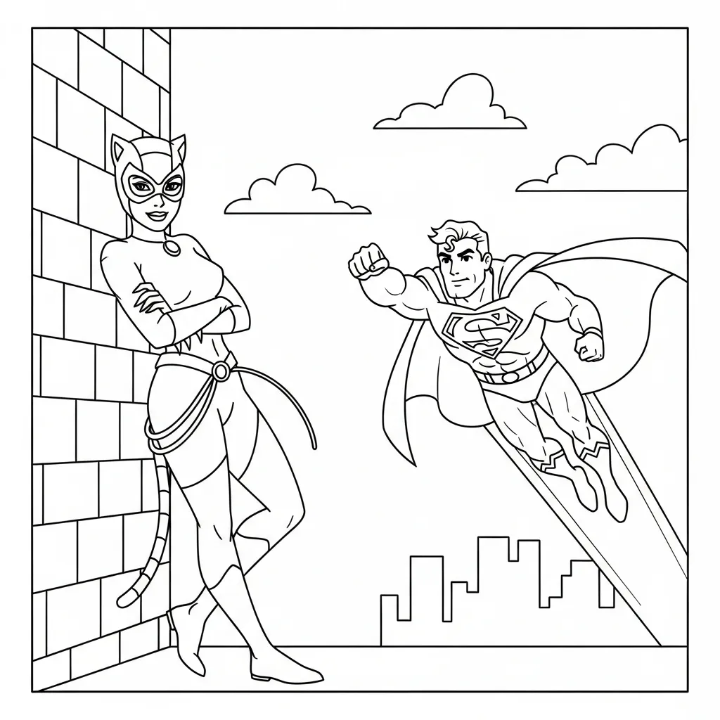 coloriage Catwoman à imprimer pour enfant de 4 ans