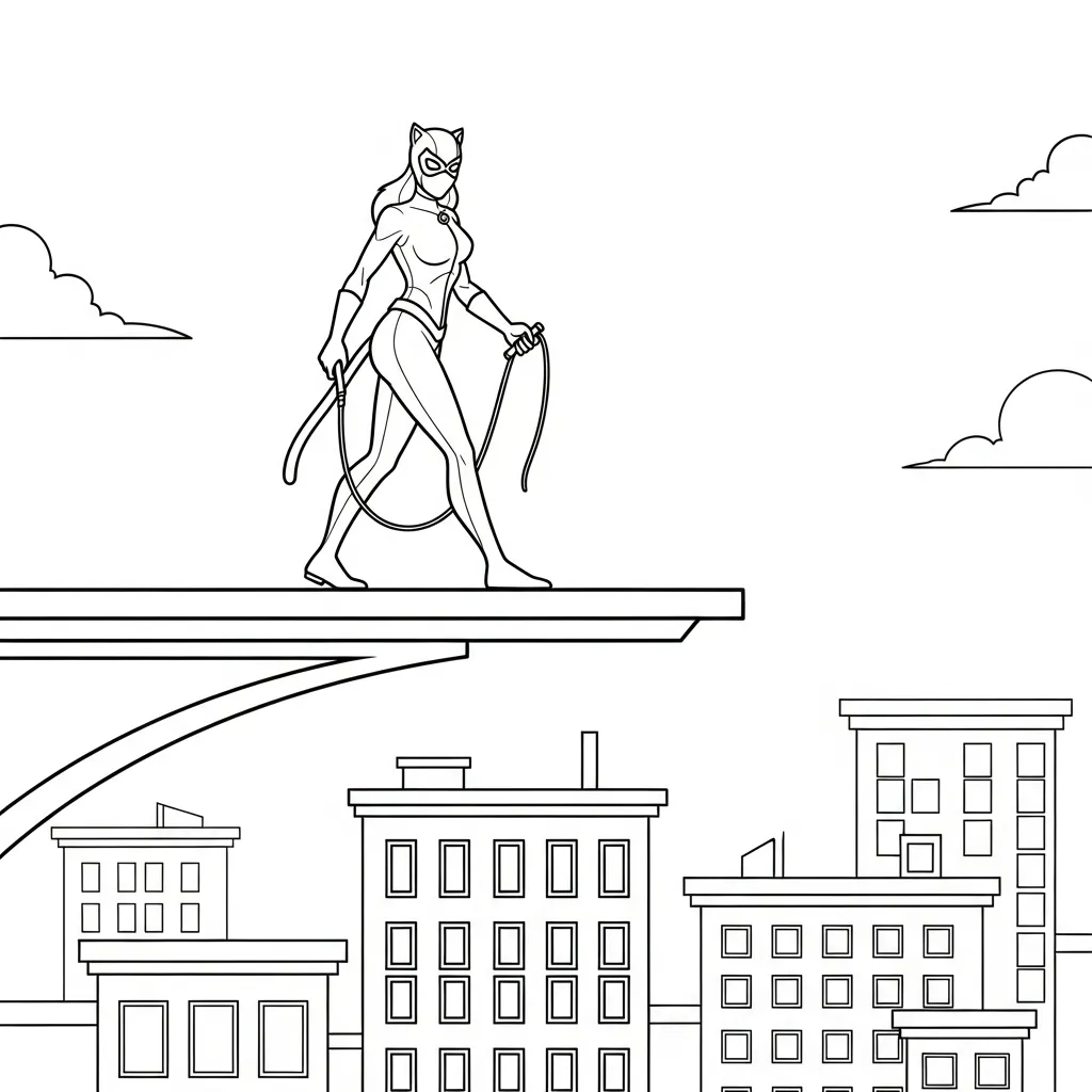 coloriage Catwoman et decoupage a imprimer gratuit 1