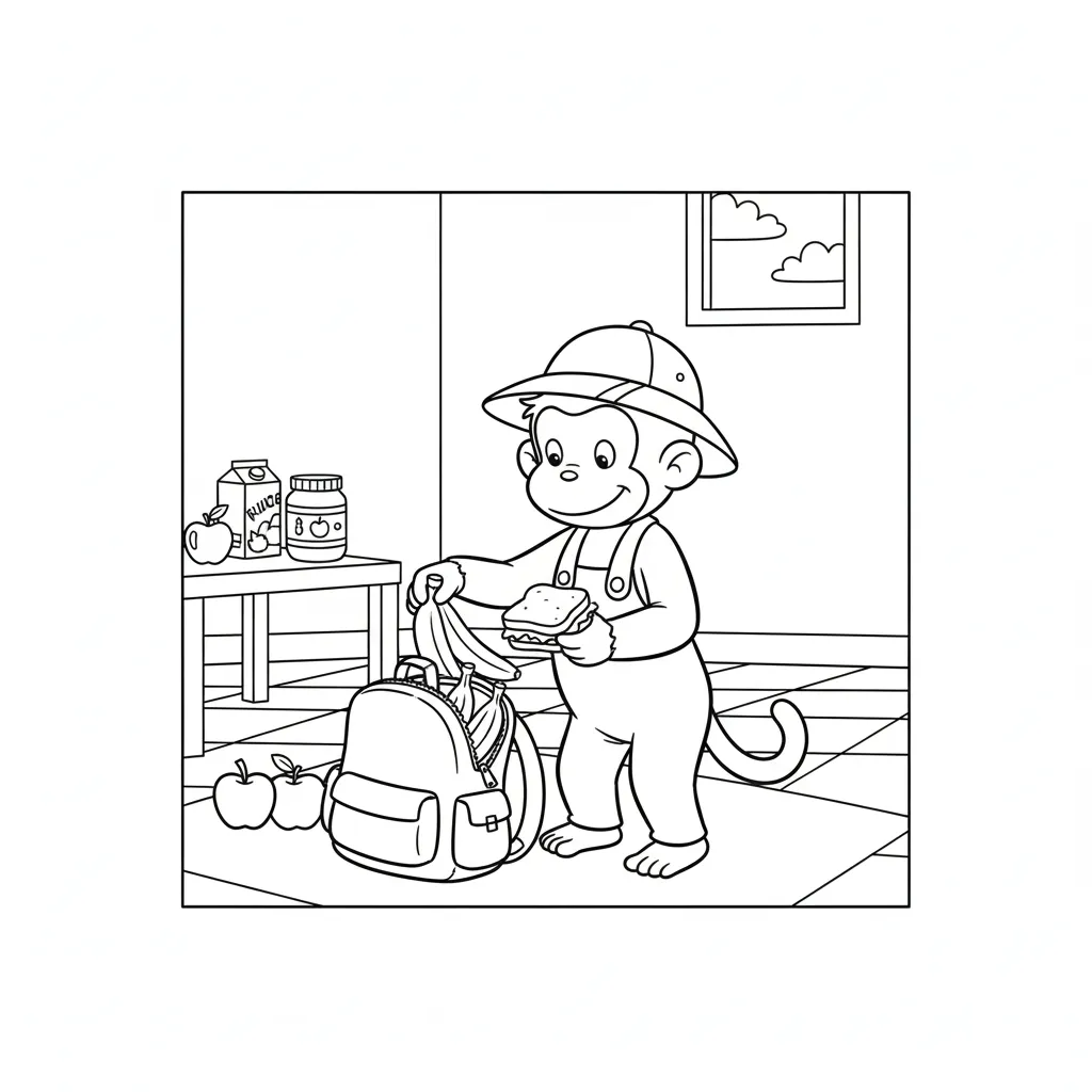 coloriage Curious George et découpage à imprimer 1