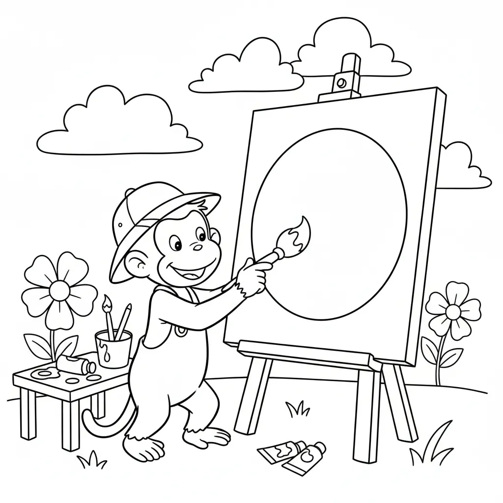 coloriage Curious George à imprimer pour enfant de 7 ans 1