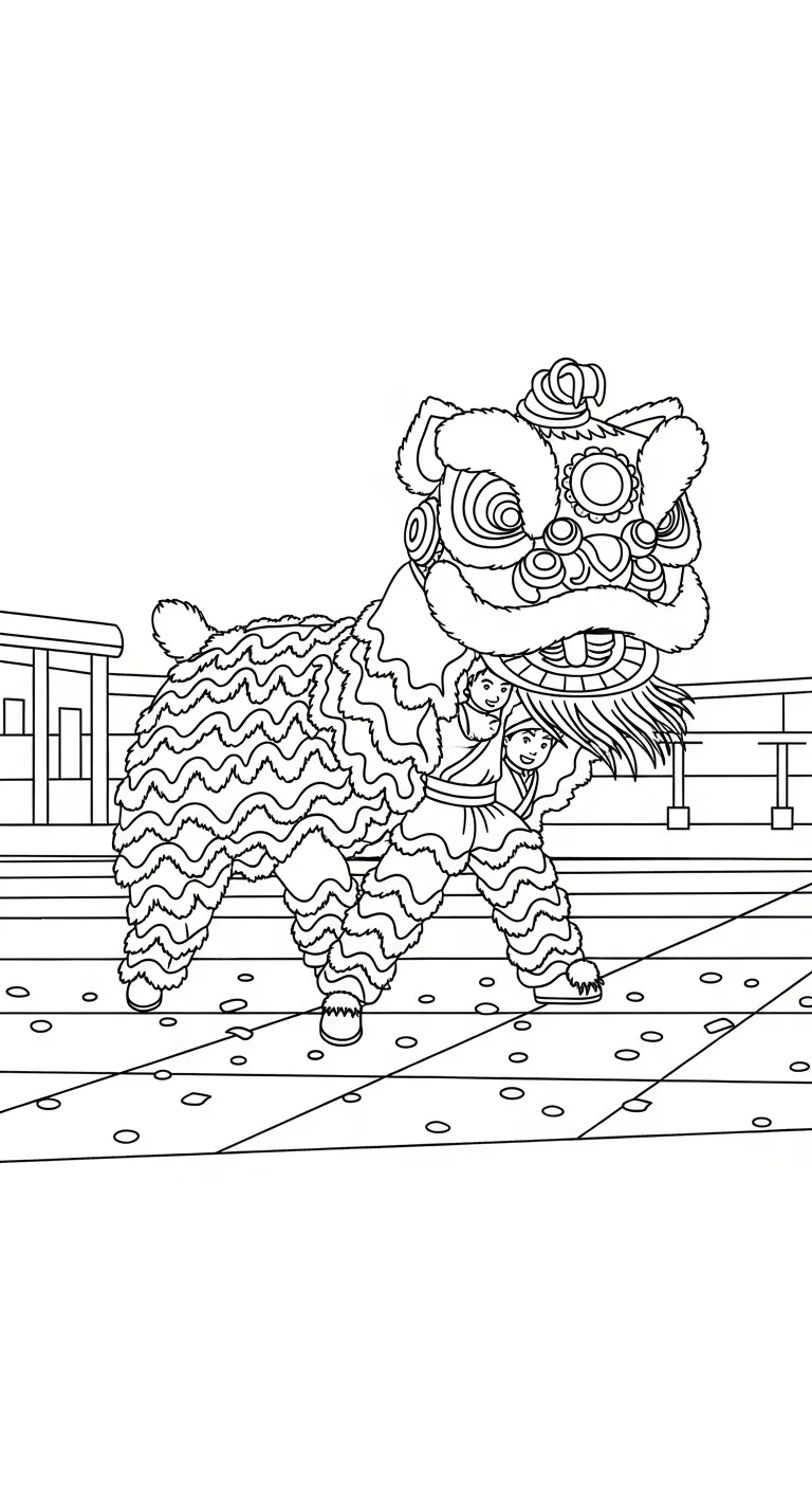 image de coloriage Danse Du Lion pour enfant