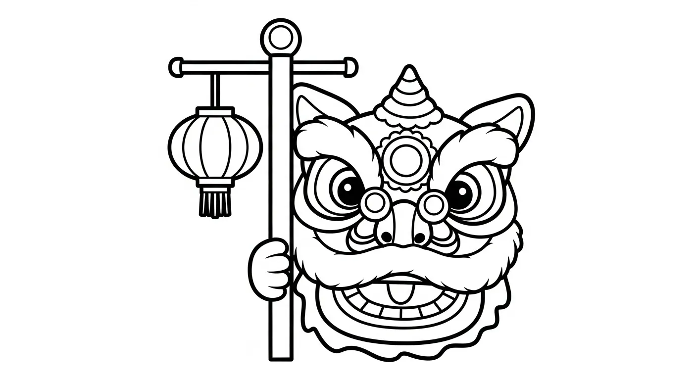 coloriage Danse Du Lion a telecharger