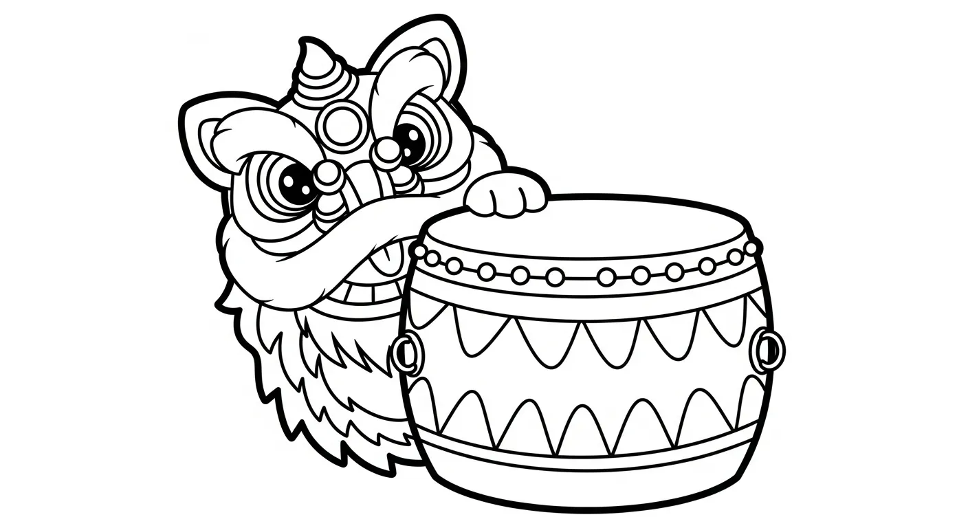 image de coloriage Danse Du Lion pour enfant 1