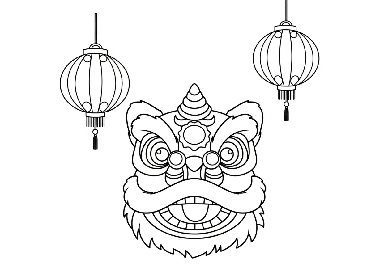 coloriage Danse Du Lion pour enfant de à imprimer