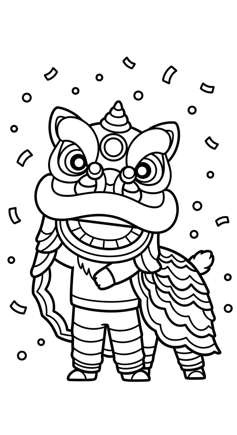 coloriage Danse Du Lion pour enfant de 10 ans