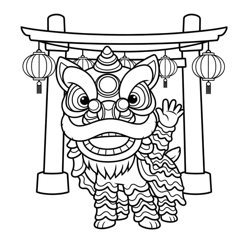 coloriage Danse Du Lion pour bebe a imprimer