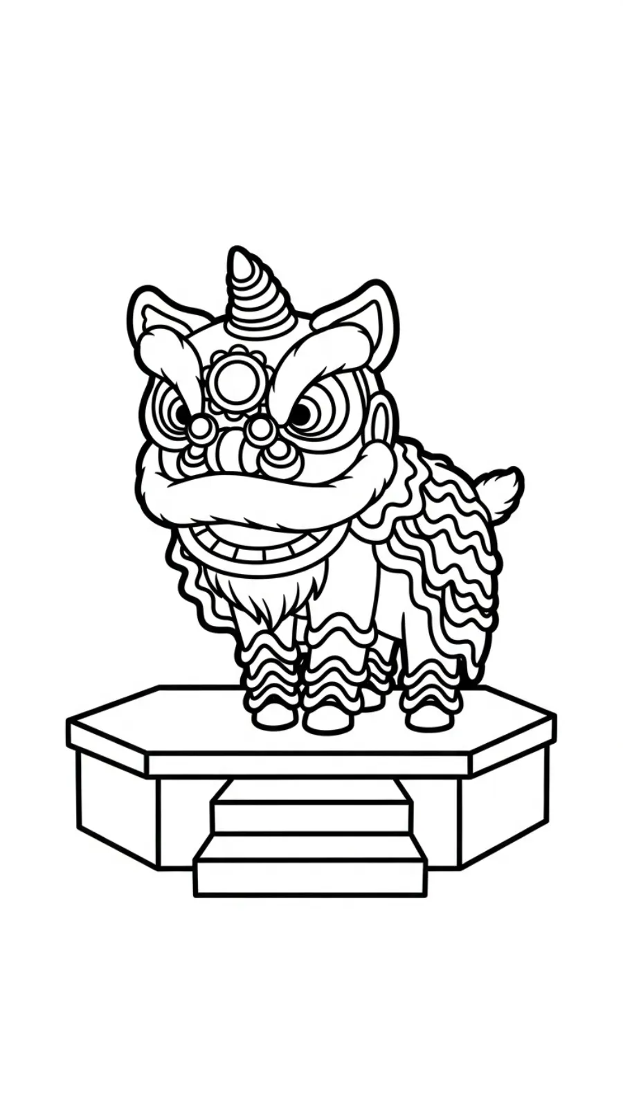 coloriage Danse Du Lion pour enfant de 6 ans