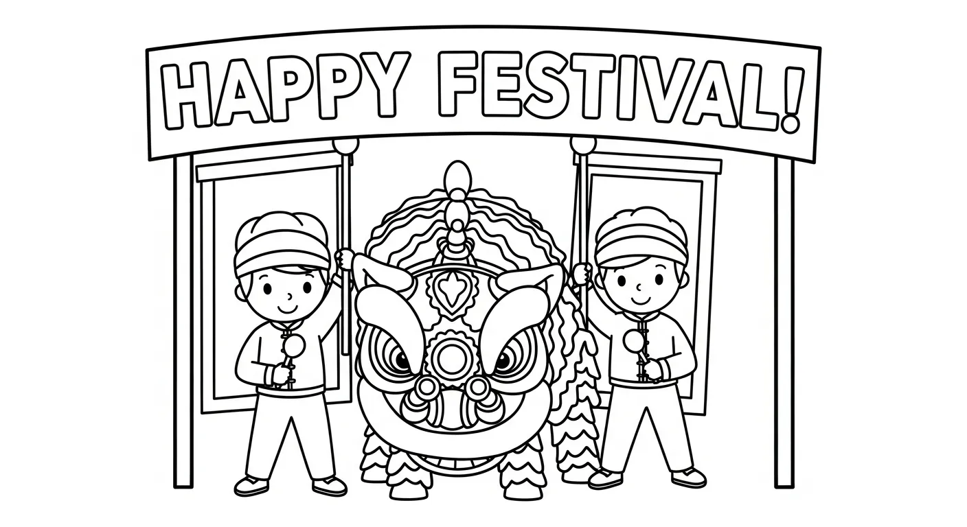 coloriage Danse Du Lion à imprimer pour enfant de 12 ans