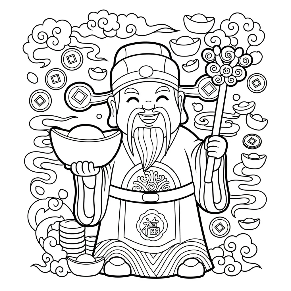 coloriage Dieu de la Richesse à imprimer gratuitement pdf
