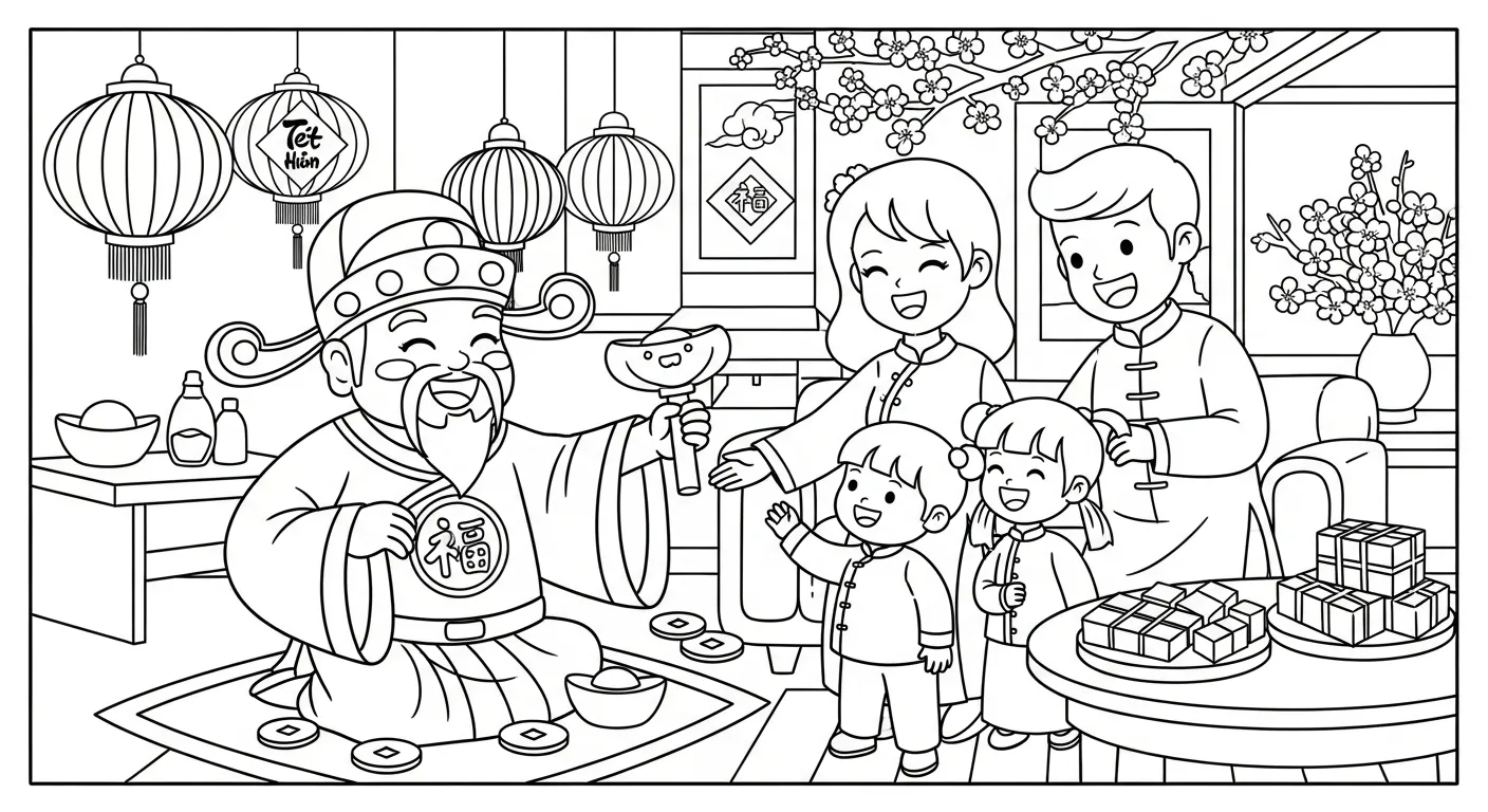 imprimer coloriage Dieu de la Richesse gratuit