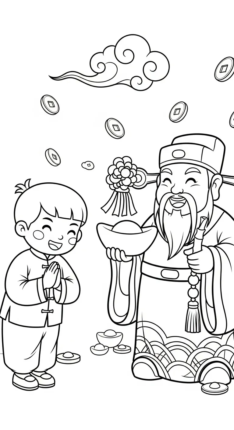 coloriage Dieu de la Richesse à imprimer pour enfant de 6 ans
